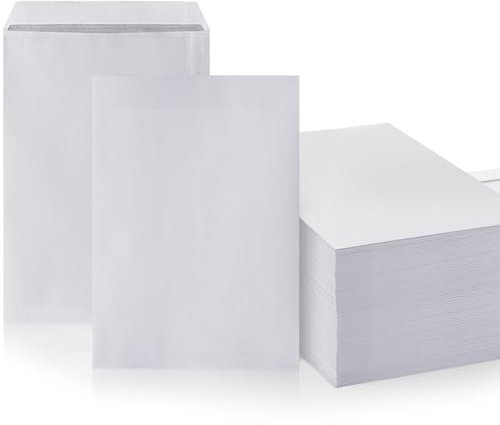 LOGIC PACK Briefumschläge DIN C4 ohne Fenster Selbstklebend - Kuvert C4 Umschläge Weiß - Briefumschlag 229 x 324 mm - Briefkuvert ohne Fenster Versandtaschen C4 - Große Briefhüllen (100 Stück)