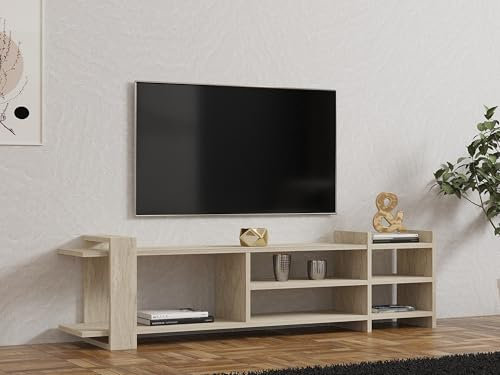 Hanah Home Support TV, mélamine, Travertine, Taille Unique