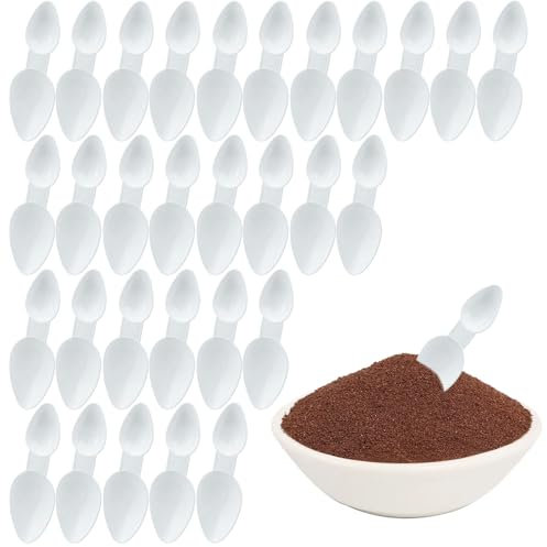 30PCS Double Sided Spoon, Plastic Measuring Spoons Dual Sided Teaspoons Reusable Medicine Spoon Coffee Powder Spoons for Ingredients Kitchen Baking Cooking