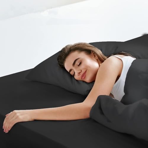 LuxClub Spannbettlaken 180x200 cm, Gebürstete Polyester-Mikrofaser Bettlaken, Bequemes Strapazierfähiges Spannleintuch, 30cm Tiefe Tasche Matratzenbezug, Anthrazit