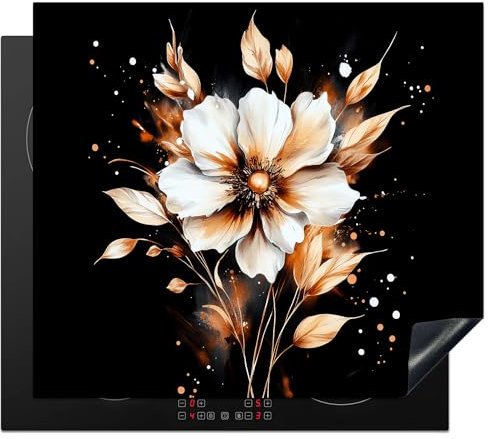 KitchenYeah© Copri Piano Cottura 60x52 cm Coprifornelli Tappetino per Induzione Fornello Tutto per la Cucina Fiore - Vernice - Oro - Graffiti - Moderno