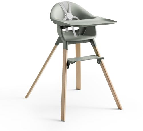 Stokke Clikk Hochstuhl, Glacier Green - Rundum-Paket mit Tray & Sicherheitsgurt - Leicht, robust & reisefreundlich - Ergonomisch mit verstellbaren Funktionen - Ideal für 6-36 Monate oder bis 15 kg