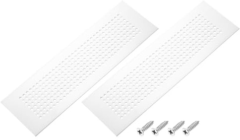 PATIKIL 10 x 3 Inch Door Air Vent Cover, 2 Pcs Aluminum Grille Ventilation Cover Louvered Diamond Hole with Mounting Screws for Cabinet Wardrobe Door, Silver