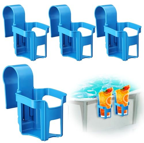 Forhandy 4 portabevande per piscina, portabevande per acqua, multifunzione, accessorio per piscina, senza fuoriuscite, bordo piscina, portabevande in plastica (blu)