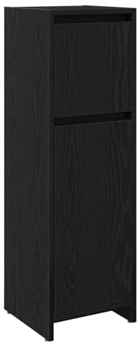 vidaXL Bathroom Cabinet Black Oak - Engineered Wood Cabinet with 3 Compartments for Small Spaces - 30x30x95cm