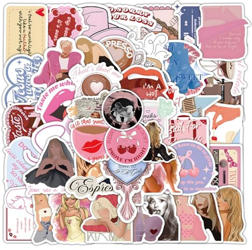 Paquete de 50 calcomanías de Sabrina, calcomanías impermeables de cantante pop, calcomanías personalizadas de música de moda para Kindle, botellas de agua, libros, monopatín, laptop, guitarra, maleta