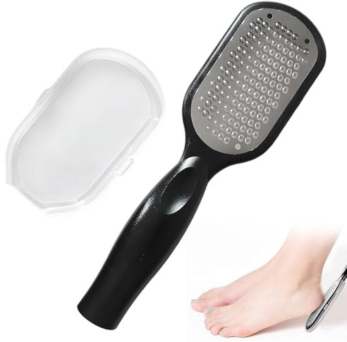 Foot Files Foot Grater Hard Skin Remover Foot Blade Callus Remover with Dead Skin Catcher for Mess-Free Pedicures, Heel Scraper for Cracked Heel Treatment, Wet & Dry Use Feet Rasp,Black