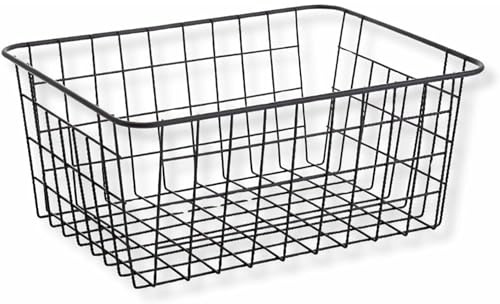 PARENCE.- Aufbewahrungskorb aus Metall – Rechteckiger Organizer 32x25x14 cm – Mehrzweck-Aufbewahrungskorb für Bad, Büro, Küche und Dekoration – Mattes Finish