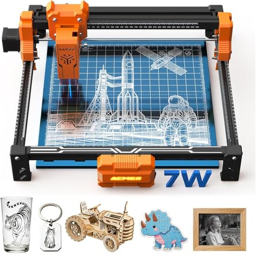 ACMER S2 7W Laser Cutter & Engraving Machine, 48W Output Laser Engraver, 0.01mm Precision, 300x300mm Area, 10000mm/min Speed, for DIY & Education