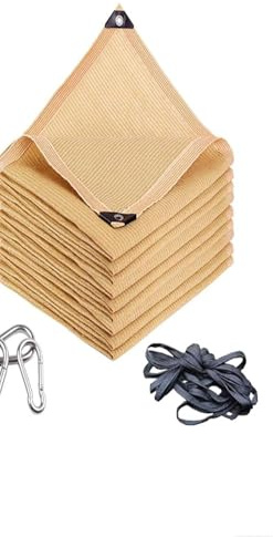 Sonnensegel, wasserdicht, rechteckig, 95 % UV-Schutz, atmungsaktiv, mit Ösen, Haken und Seil, Beige, 6 m x 20 m, für Sonnenschirm im Freien