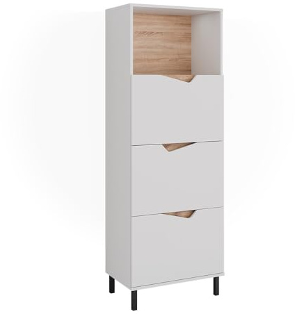 Vicco Kommode Marelle, Weiß/Artisan, 60 x 169.5 cm | mit 4 Fächern, zur Aufbewahrung von Kleidung und Haushaltsgegenständen