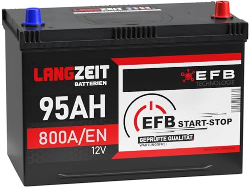 LANGZEIT ASIA EFB Batterie 95Ah 12V Start Stop Autobatterie Plus Pol Rechts