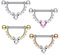 beyoutifulthings Brustwarzen-Piercing GROSSES Herz Set Intim-Piercing Brust-Piercing Edelstahl Silber Gold Roségold Clear Pink Stab 1,6mm 12mm