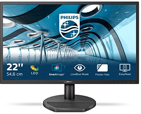 Philips - MMD Monitors Italia Gaming Monitor 221S8LDAB, 22 LED, Full HD, 1 ms, Casse Audio Integrate, HDMI, DVI, VGA, Low Blue Light Protezione Occhi, Flicker Free, VESA, Nero