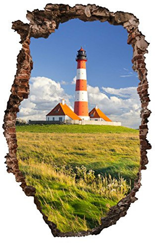 Bilderwelten 3D Wandtattoo - Leuchtturm in Schleswig-Holstein - Hoch 3: 2, Größe HxB: 90cm x 60cm