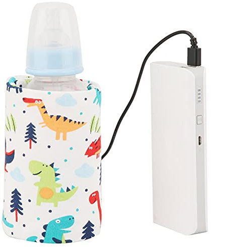 USB Babyflaschenwärmer Tragbare Cartoon Milchflasche Reise Heizungs Abdeckung Isolierungs Thermostat für Zuhause(Dinosaur-Pattern)