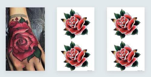Old School Tattoo, tatuaggio tradizionale con rose e fiori, finto tatuaggio SKM201