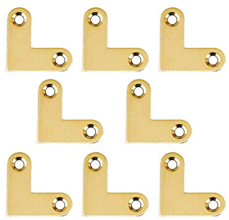 Tiazza Lot de 8 équerres d'angle plates en laiton antique en forme de L pour tiroir (doré)