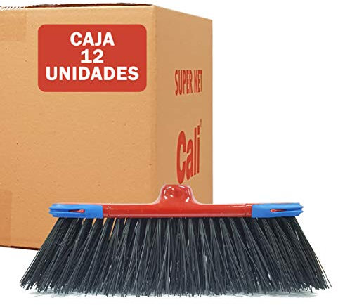 Escoba para Moqueta o Exteriores de Fibras Fuertes y Resistentes. Ancho 33 cm. con Paragolpes y Rosca Universal. (12 Unidades).