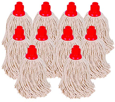 The Chemical Hut PY No12 - 182g Colour Coded Dual Screw & Push Fit Socket Mops (Red, X10 Mop Heads)