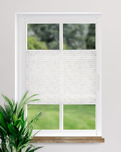 DECOLIA by Garesa Fenster Klemmfix Plissee ohne Bohren Blätter Motiv 100 x 130 cm, Grau - Lichtdurchlässiger Fenster Sichtschutz und Fenster Deko, Faltrollo