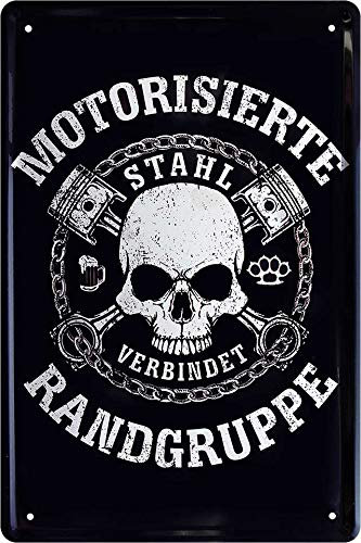 schilderkreis24 Blechschilder Kollektion 20x30cm – Lustige & kraftvolle Motorradsprüche: Deko für Biker und Geschenkideen für Motorradfans (Motorisierter Stahl Verbindet Randgruppe)