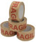 NATEE® Lot de 4 rouleaux de ruban adhésif d'emballage solide écologique entièrement recyclable - Papier kraft imprimé fragile pour emballage de colis et boîtes - 50 m x 50 mm de large