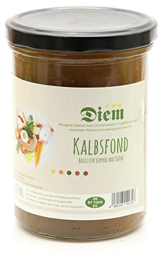 Kalbsfond – aus gekochtem Kalbfleisch und Wurzelgemüse für die herstellung von Soßen und Suppen - Füllmenge 400g - im wiederverschliessbaren Weckglas
