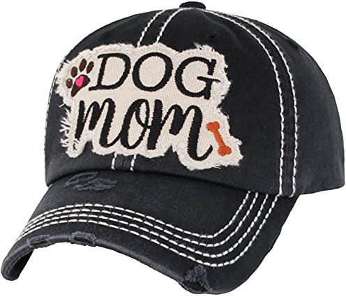 Sporty Dog Mom Damen Baseballcap Vintage Washed Cap (Schwarz)