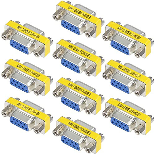 Greluma 10 Stück 9 Pin RS-232 DB9 Buchse auf Buchse Serielles Kabel Gender Changer Koppler Adapter