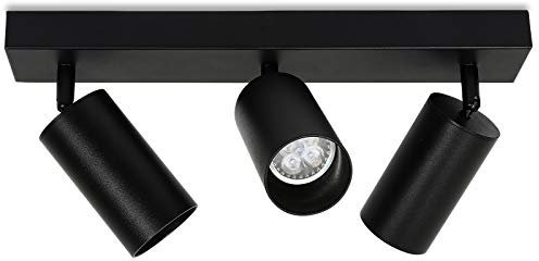 Lospitch 3-flammig Deckenstrahler, Drehbare Deckenspot, Schwenkbar Deckenlampe Wandstrahler Strahler, Innen Wandspot für Wohnzimmer Schlafzimmer Küchen GU10 LED 4W 3000K Warmweiß - Schwarz