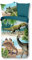 Soma Renforcé Pastell Kinder-Bettwäsche-Set 2 teilig Bettbezug 2tlg 135x200cm Kopfkissenbezug 80x80cm (Dino dunkel grün)