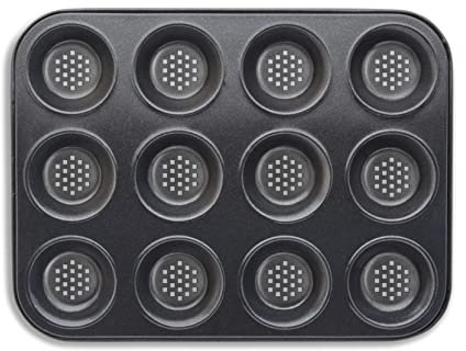 Tower T943007HG29 Precision Plus Shallow Muffin Tin with 12 Moulds Made in Aluminised Steel with a Non-Stick Coating, Black