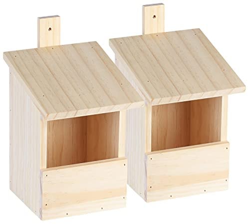 Royal Gardineer Vogelhaus Nistkästen: 2er-Set Vogel-Nistkästen zum Aufhängen an Baum oder Wand, vormontiert (Vogel Brutkästen, Nistkasten Rotkehlchen, Winter)