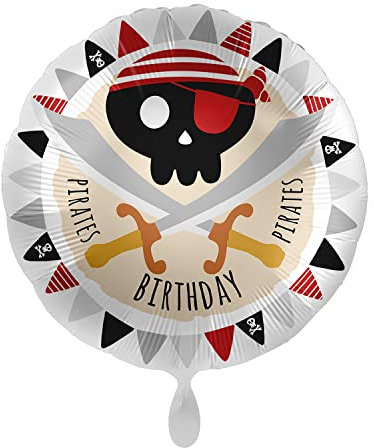 Party Factory Folienballon Pirat - Pirates Birthday - Ø 43cm, Heliumballon, Luftballon für Geburtstag, Party, Kindergeburtstag
