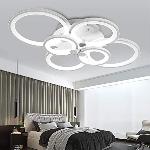 Eurotondisplay LED Deckenleuchte 6067 white 6 Flügel mit Fernbedienung Lichtfarbe/Helligkeit einstellbar Acryl-Schirm weiß lackierter Metallrahmen A+ (6067white-6 80x58x16cm)