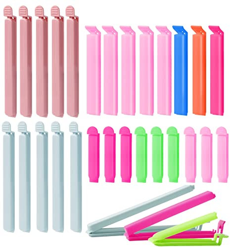 Yafe 30 Pcs Bag Clips for Food Storage, Food Bag Clips Freezer Bag Clips Fridge Sealing Storage Clips Plastic Bag Sealing Clips Multicoloured Reusable for Snacks, Coffee, Food & Sandwich(3 Sizes)
