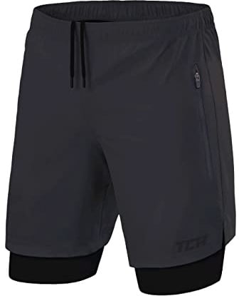 TCA Ultra Laufhose Herren 2 in 1 Kurze Sporthose Trainingsshorts Laufshorts mit integrierter Kompressionshose und 2X Reißverschlussfach