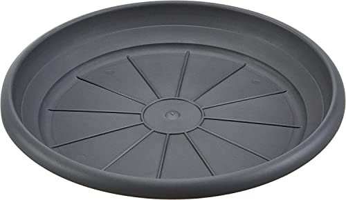 B2C Round Plastic Plant Pot Saucers/Water Trays Heavy Duty Sturdy Durable Various sizes and colours (26cm, Anthracite)