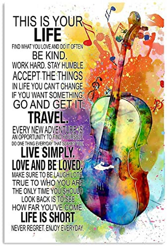 Cello This is Your Life Find What You Love and Do It Oft Be Kind Poster, Geschenk für Männer, Frauen, Zuhause, Geschenk, Hof, Neuheit, lustiges Feiern, Hofposter, Metallschilder, Kunst-Wanddekoration,