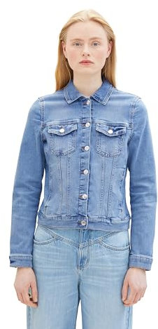 Tom Tailor Denim Damen Basic Jeansjacke, 10142 - Light Stone Blue Denim, L