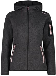 CMP Damen Strickjacke mit Fester Kapuze, Schwarz-Rose, 38