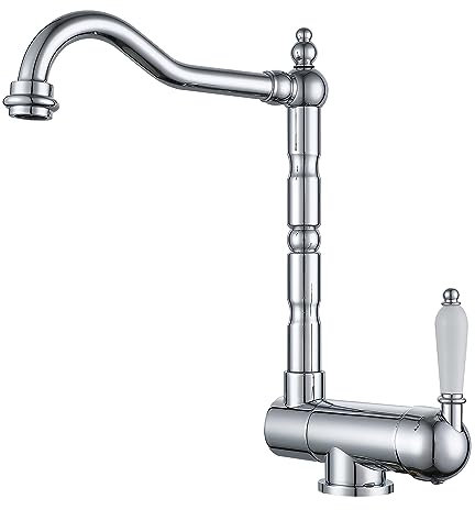 SJQKA vorfenster küchenarmatur Chrom, Wasserhahn Küche Chrom,Vorfenster Küchenarmatur Klappbar 180°,Messing Einhebel Mischbatterie Küche 360° Schwenkbar (Chrom)
