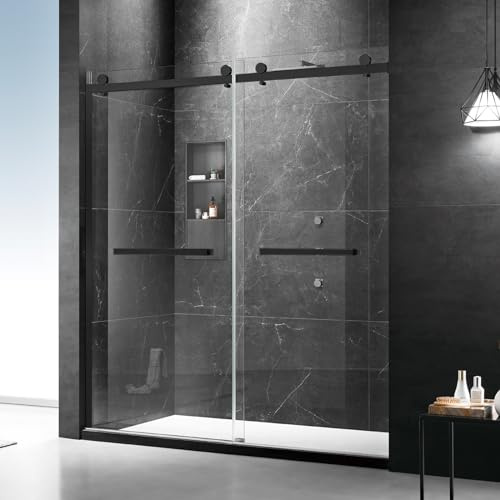 MoSweet Shower Door, 60 W x 74 H with 5/16(8mm) Glass, Matte Black