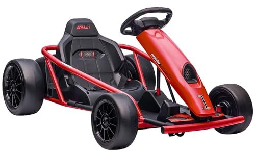 HOMCOM 24V Electric Go Kart for Kids, Ride-On Racing Go Kart with Slow Start, Music, Horn Honking and Safety Belt, for 8-12 Years Old, Red