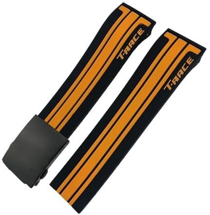 RORFFK Naturkautschuk-Armband Fit für Tissot T048.417/T048.427 T-Race T048 Weiche Sport Silikon Uhrenarmband Faltschließe, 20 mm, Achat