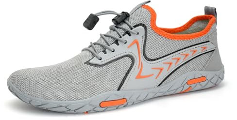 Badeschuhe Herren Damen Barfußschuhe Wasserschuhe Schwimmschuhe Strandschuhe für Surfen,Tauchen,Bootfahren,Gymnastik Fitness (91 grau orange, 46EU)