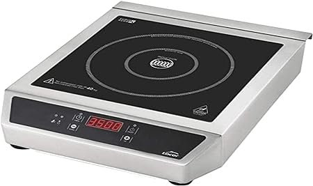 Placa Inducción Portátil, Superficie de Cristal, Control Táctil, 17 Niveles de Potencia, Dos Fuegos 12 y 28 cm, Sistema de Seguridad IPX3, INOX, Negro, Potencia 3500W
