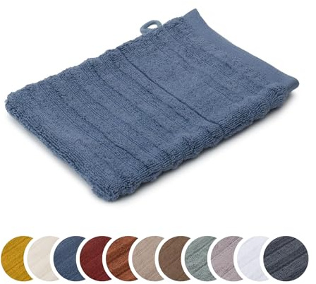 liebling Waschhandschuh Luxus Bio Baumwolle, Serie Marseille, 770 gr. / m², 16 x 21 cm, Ökotex, 60 Grad, saugstark, schnelltrocknend, Farbe: blau