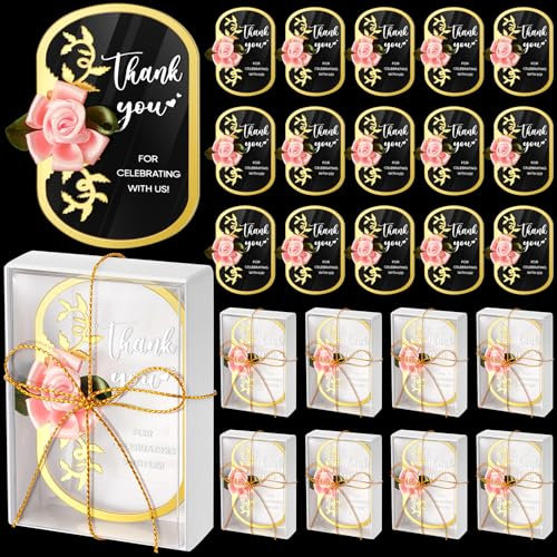 Briwooody 50 Stück Dankeschön-Hochzeitsgeschenke für Gäste, Acryl-Kühlschrankmagnet, Brautparty, Gastgeschenke mit trockener Blume für Hochzeit, Verlobung, Brautparty, Geschenke (rechteckig)